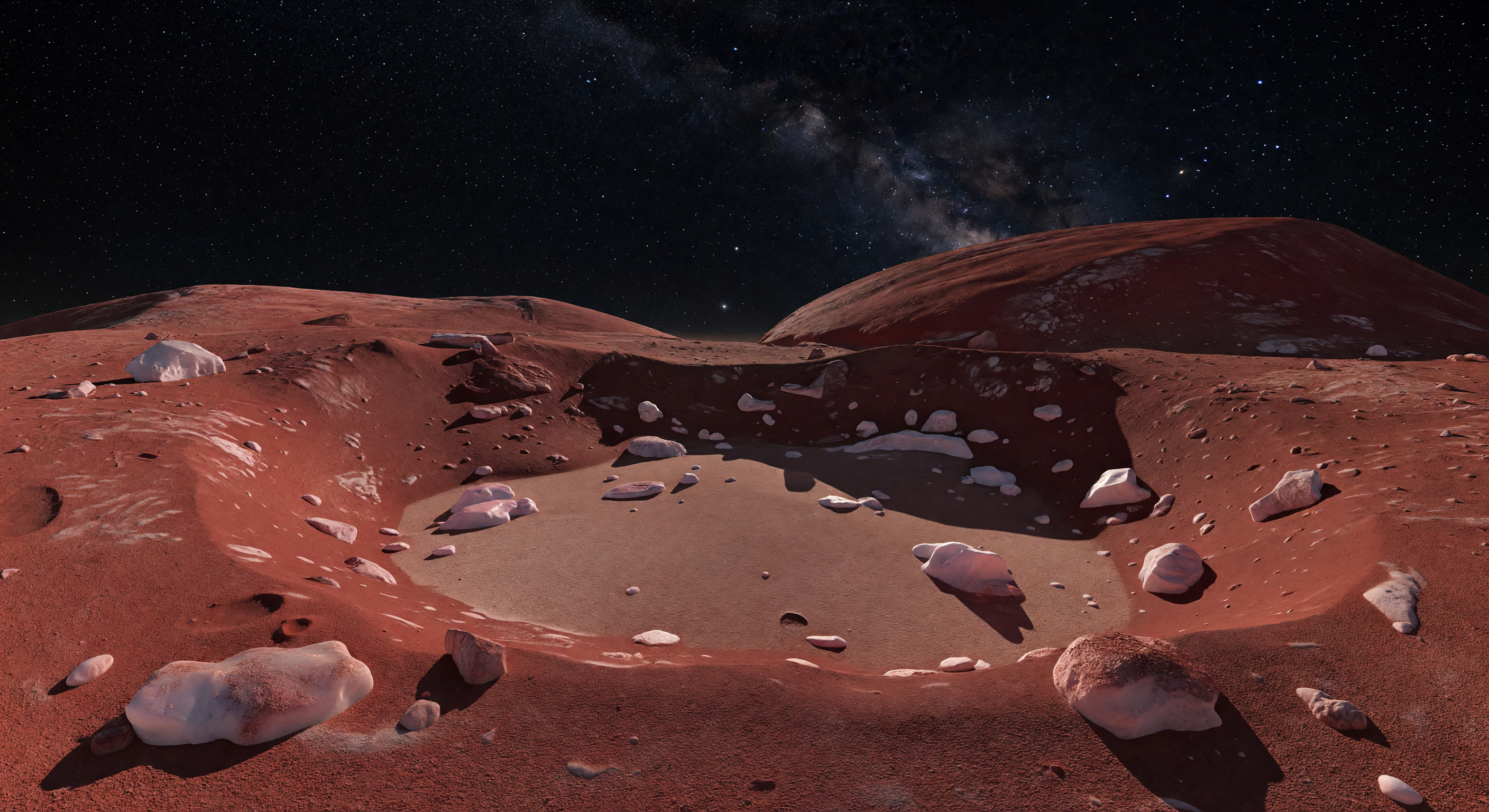 Mulde aus feinem Regolith