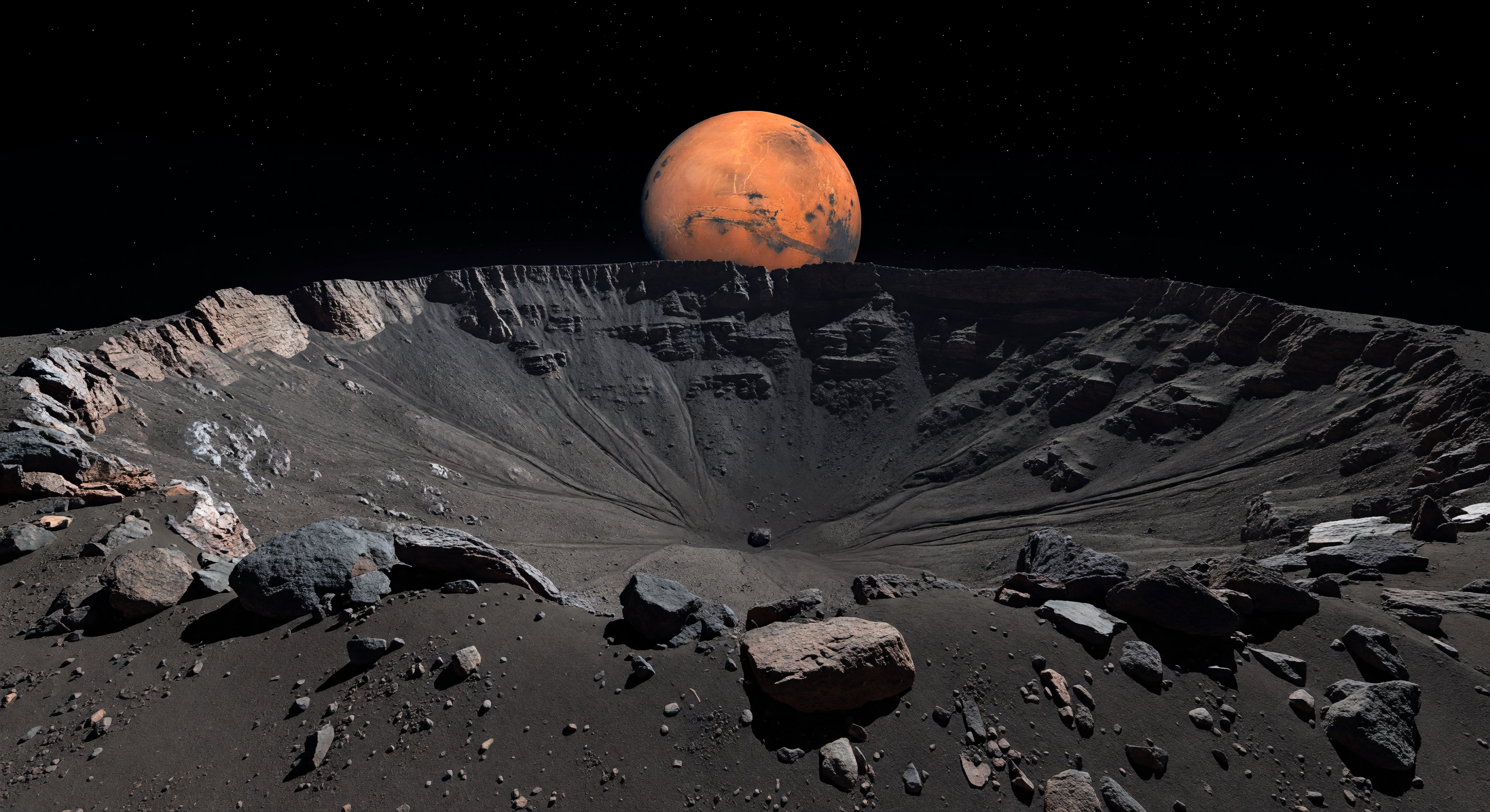 Stickney-Rand über dem Mars