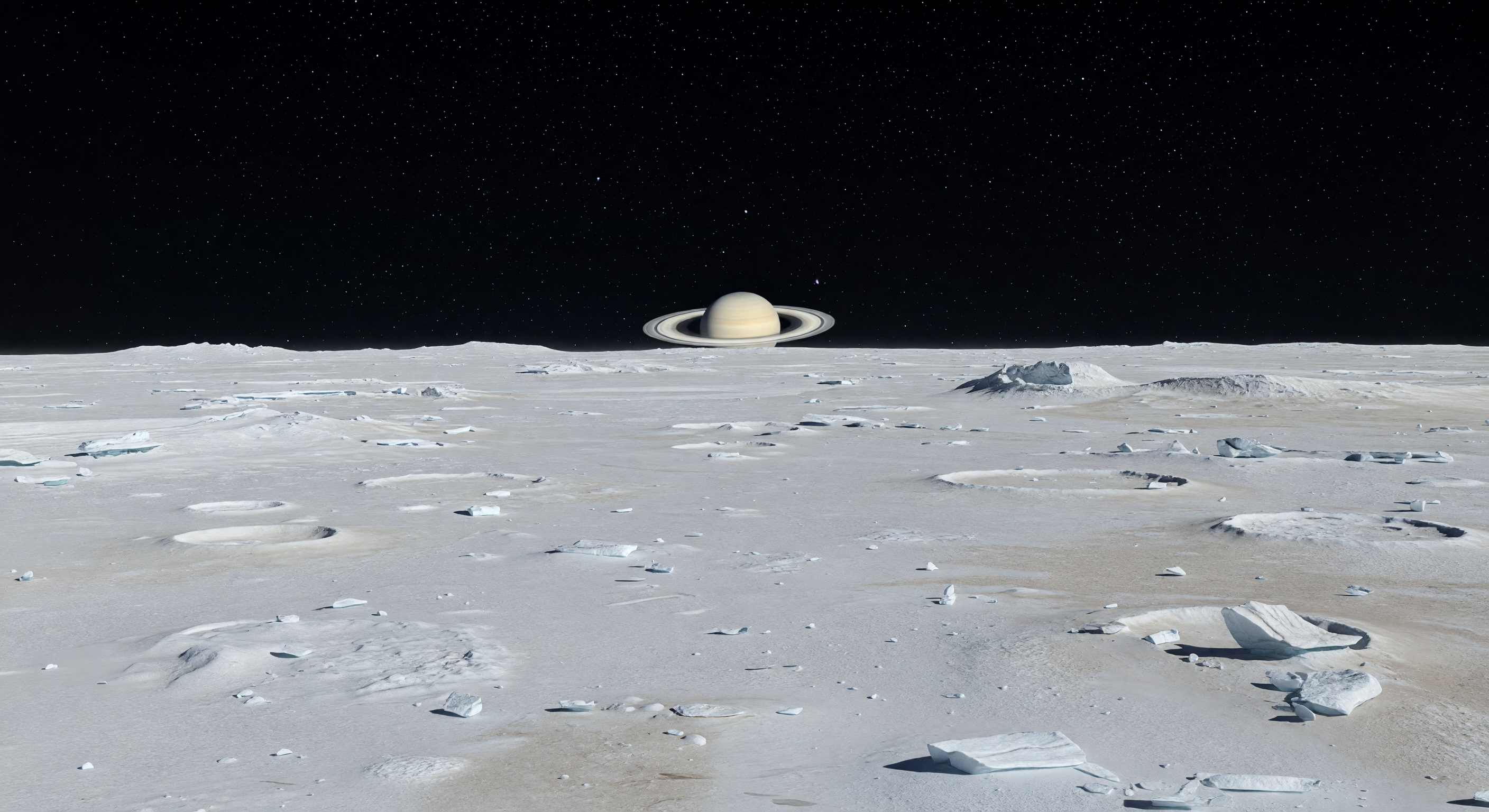 Llanura nocturna bajo Saturno