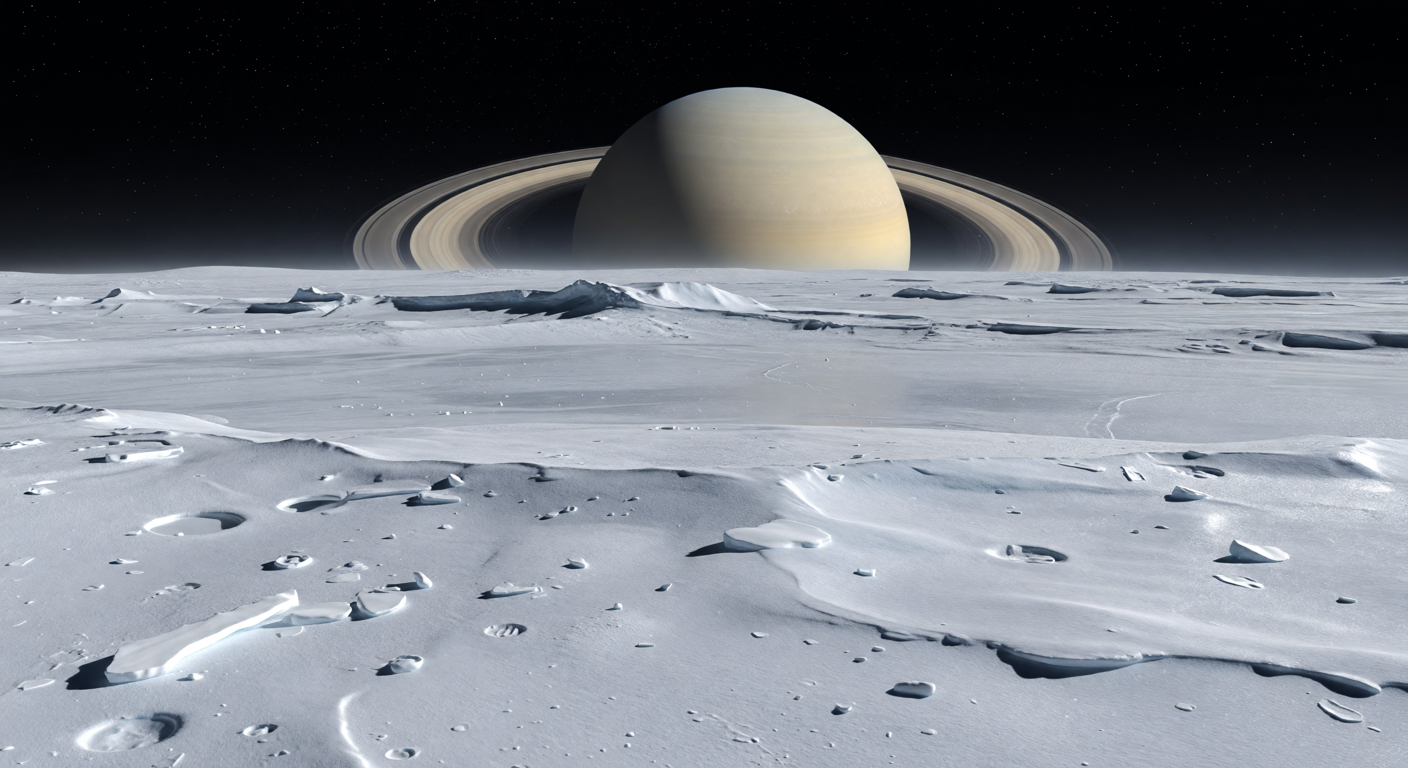 Saturn Over Frozen Plain
