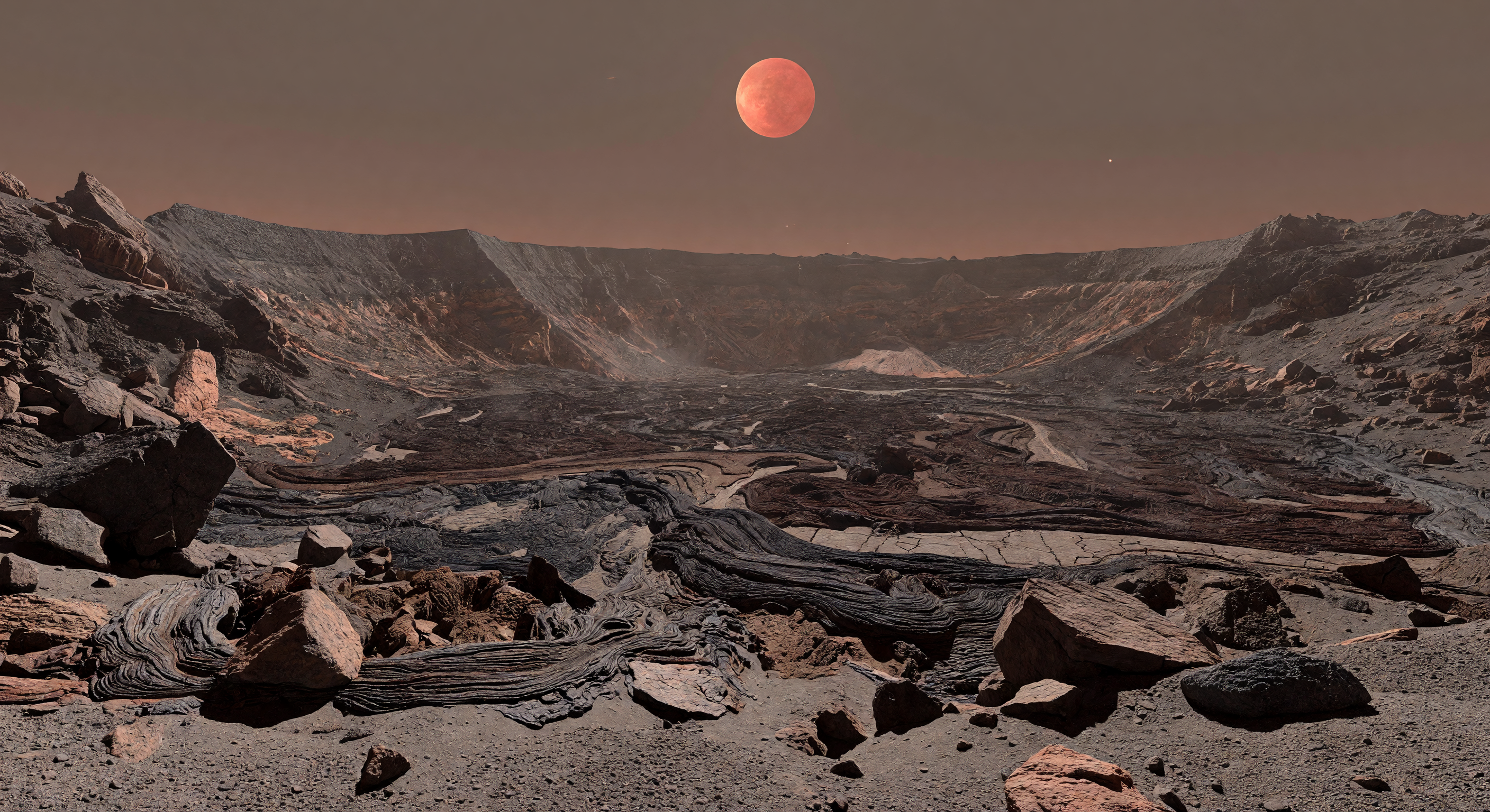 Caldera Under Red Zenith