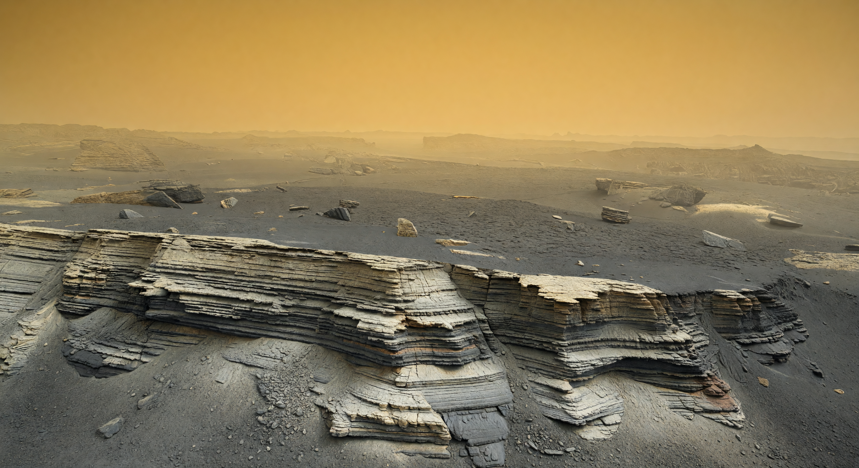 Layered Scarp and Deposit Sequence