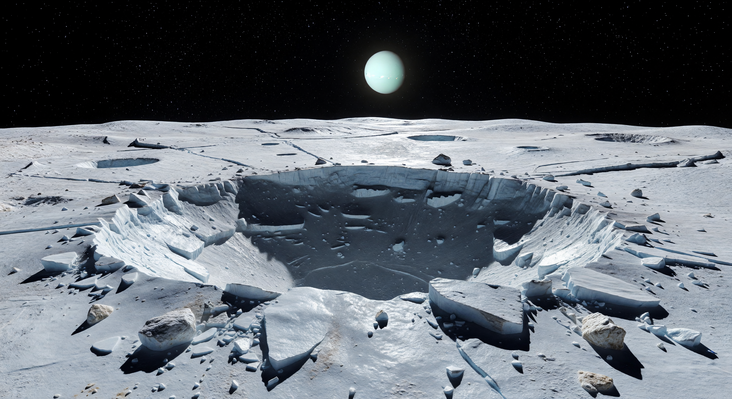 Fresh Crater Ice Rim