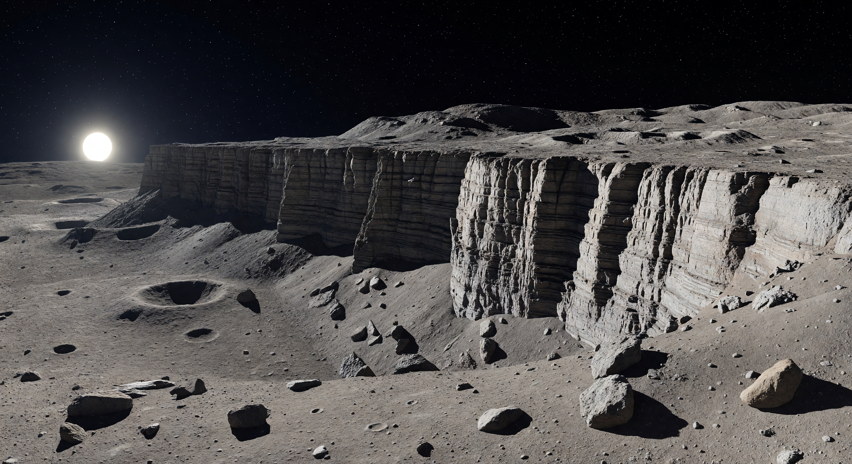 Discovery Rupes Fault Scarp Massif