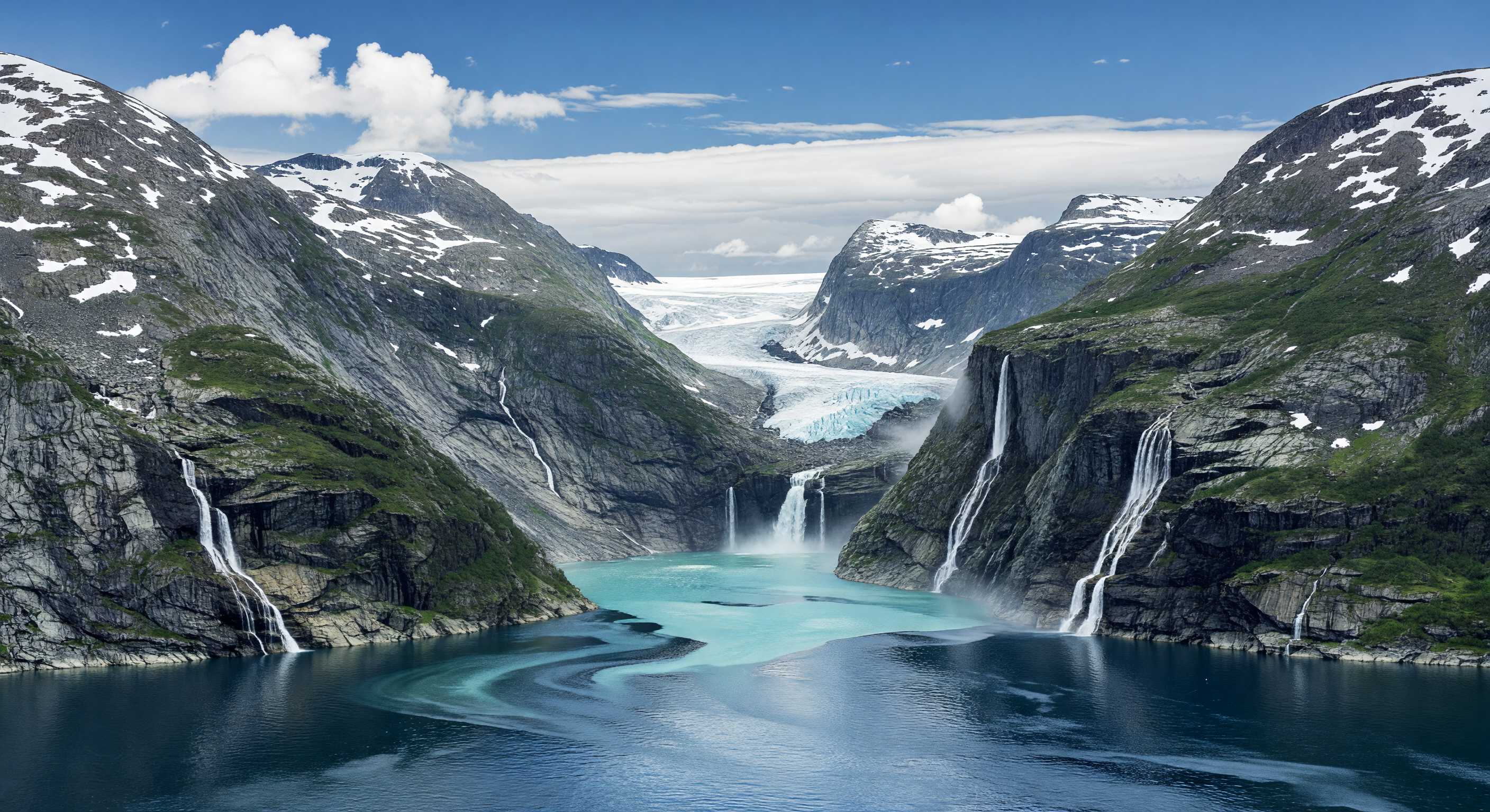 Norwegian Fjord with Glacial Discharge Plume
