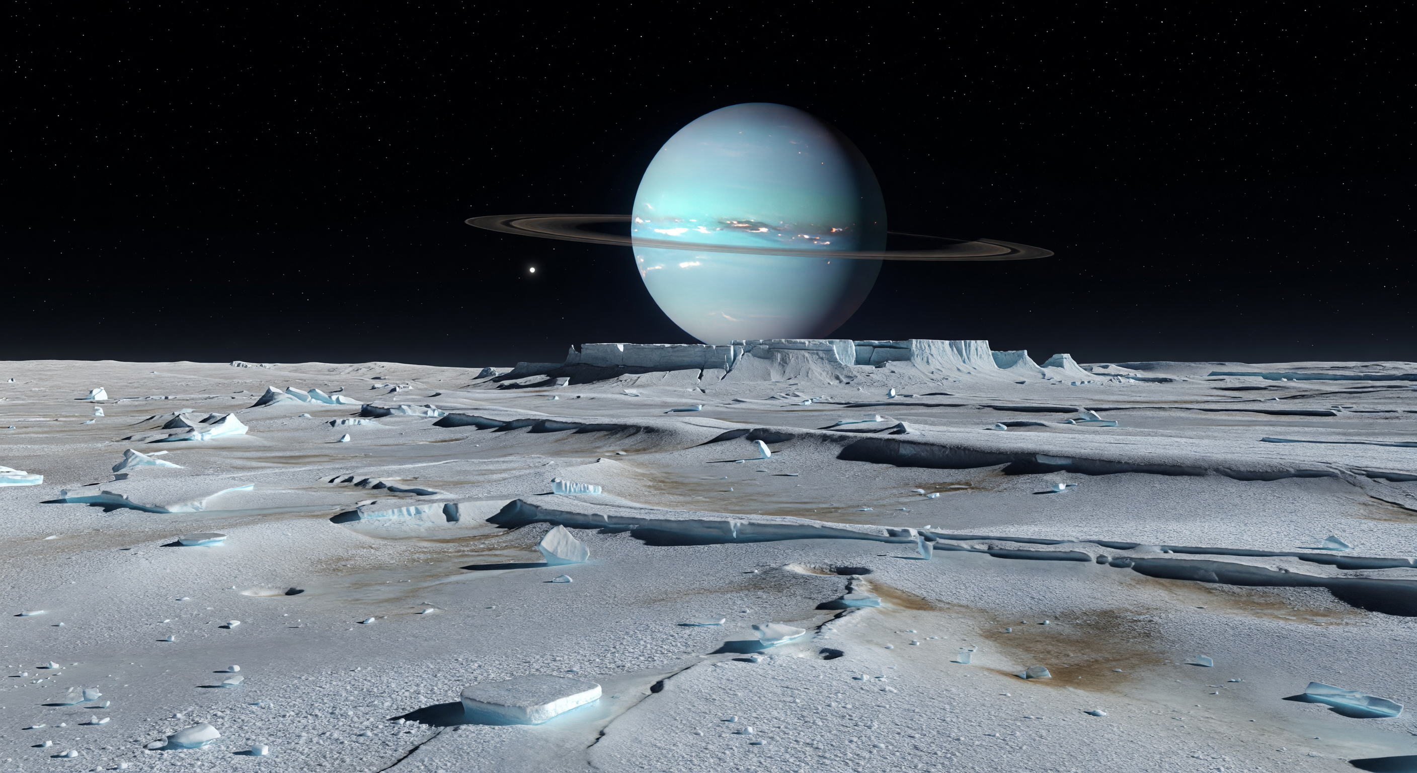 Uranus Over Frozen Plain