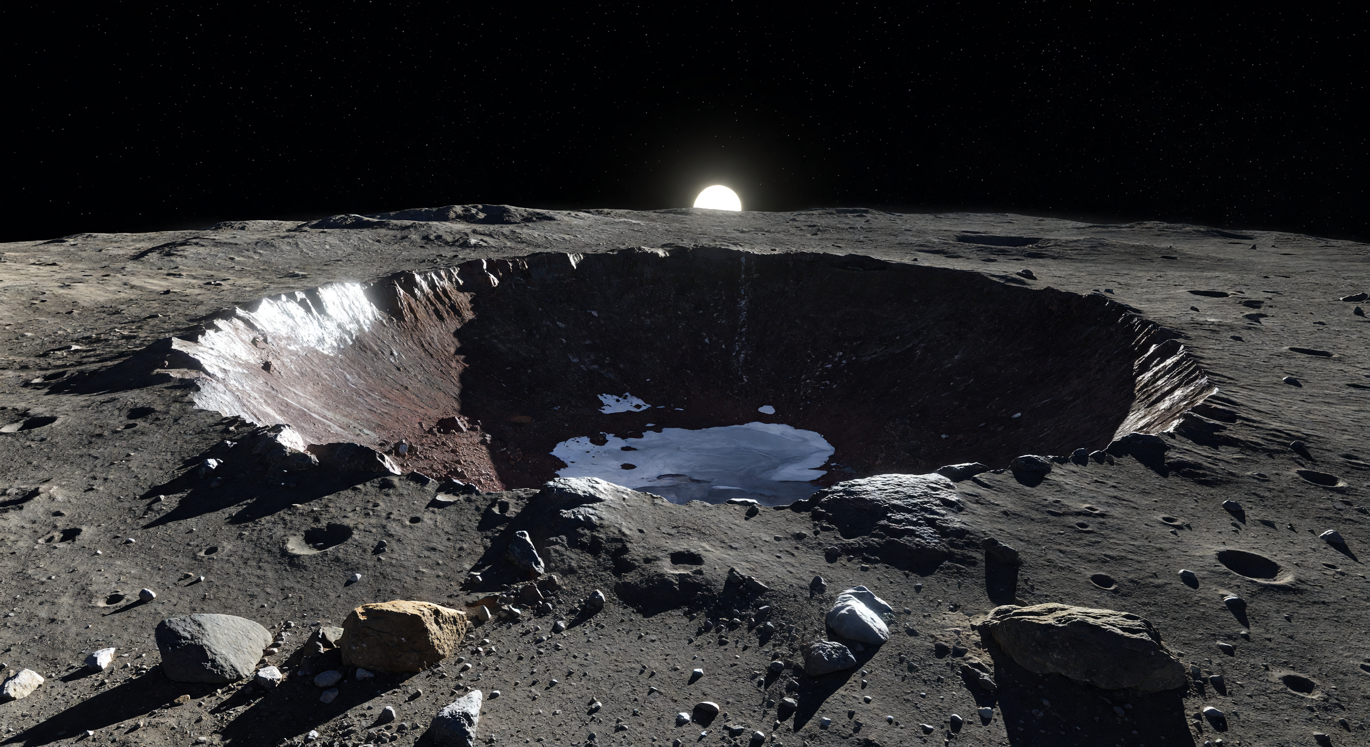 Permanently Shadowed Polar Ice Crater