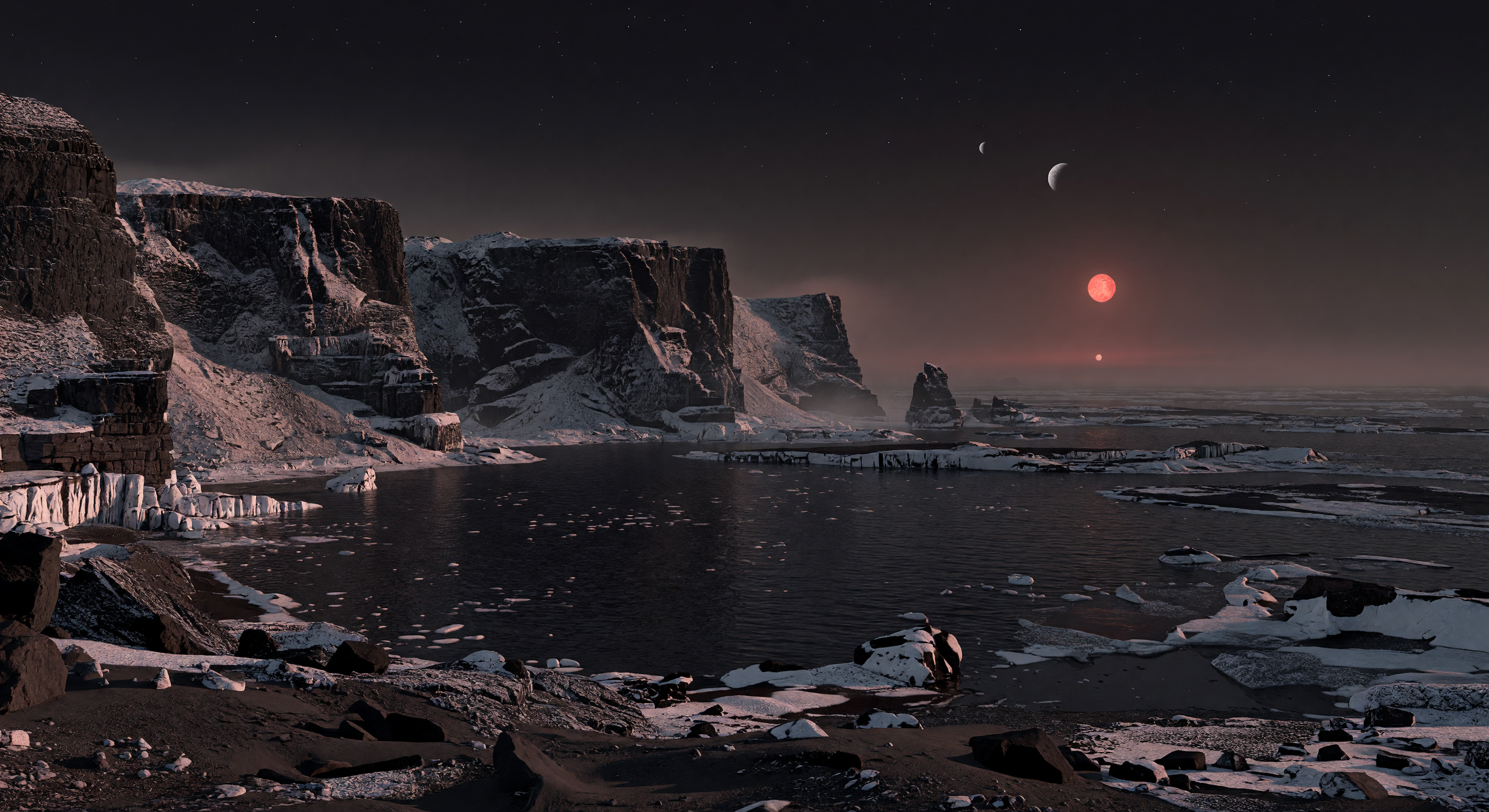Costa di ghiaccio crepuscolare