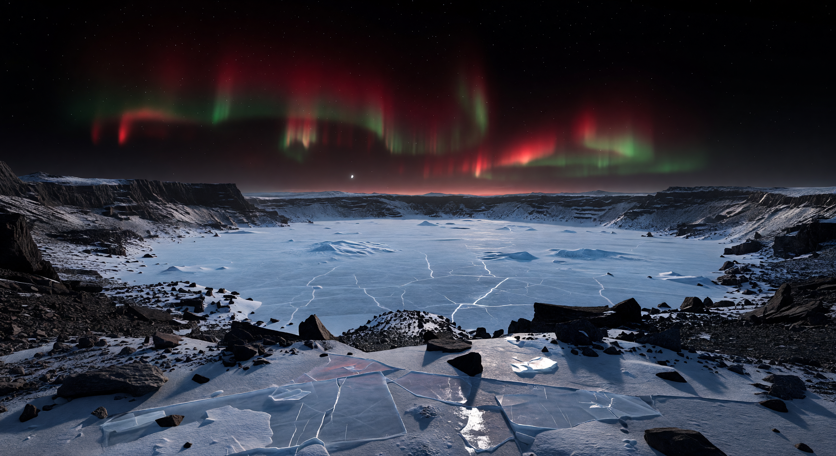 Aurora sobre bacia gelada